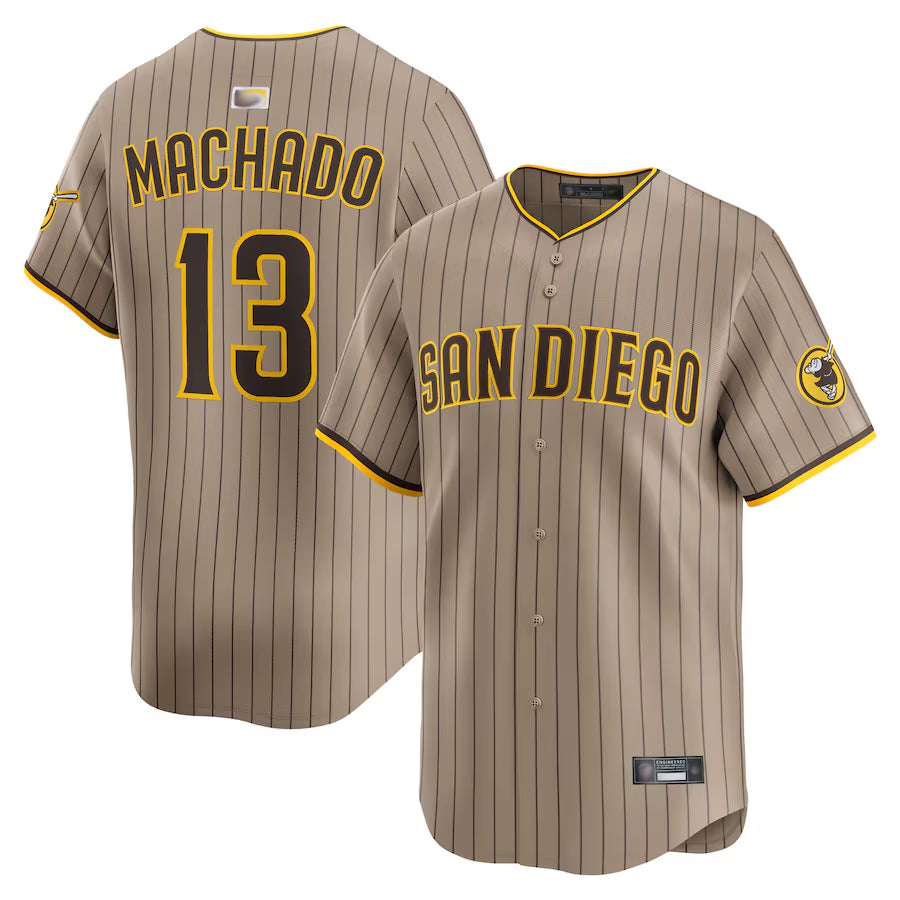 Custom #13 Khaki SD Baseball Shirt Top