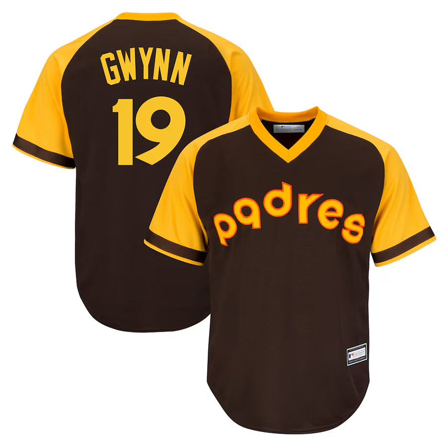 Custom #19 Brown SD Baseball Shirt Top