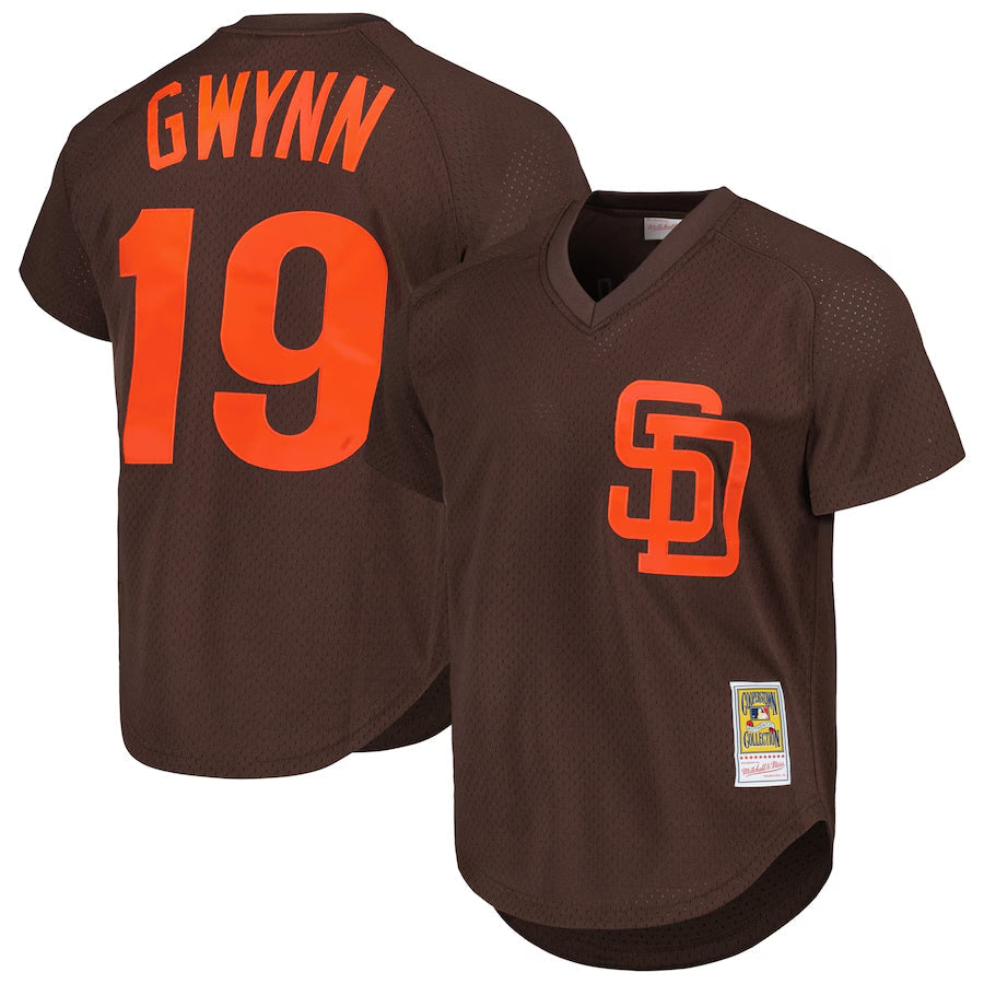 Custom #19 Brown 1985 SD Baseball Shirt Top