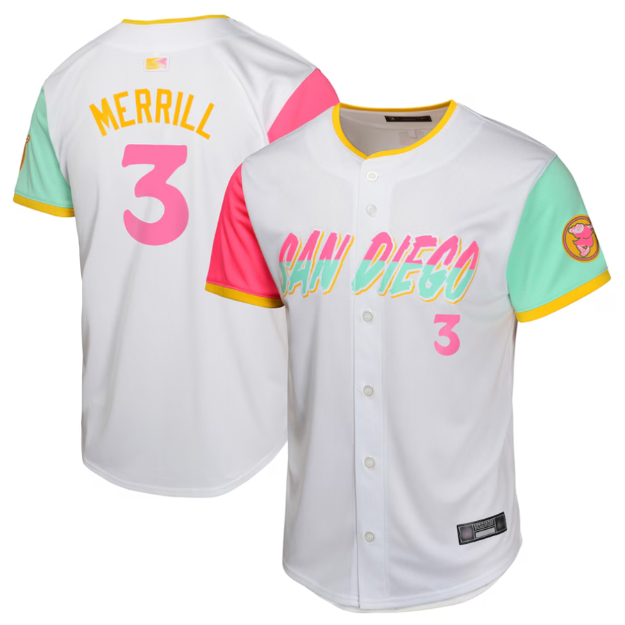 Custom #3 White City Connect SD Baseball Shirt Top