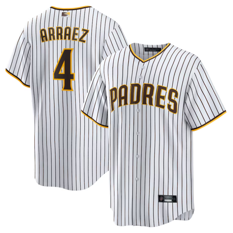 Custom #4 White SD Baseball Shirt Top