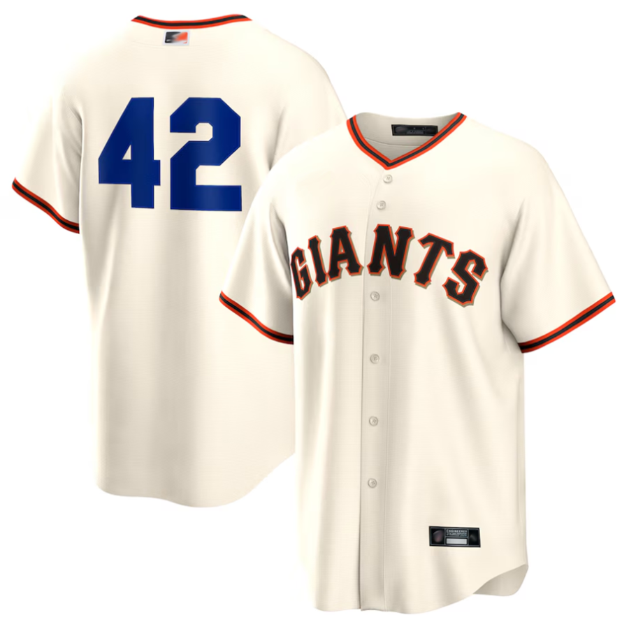 Custom #42 Cream SF Baseball Shirt Top