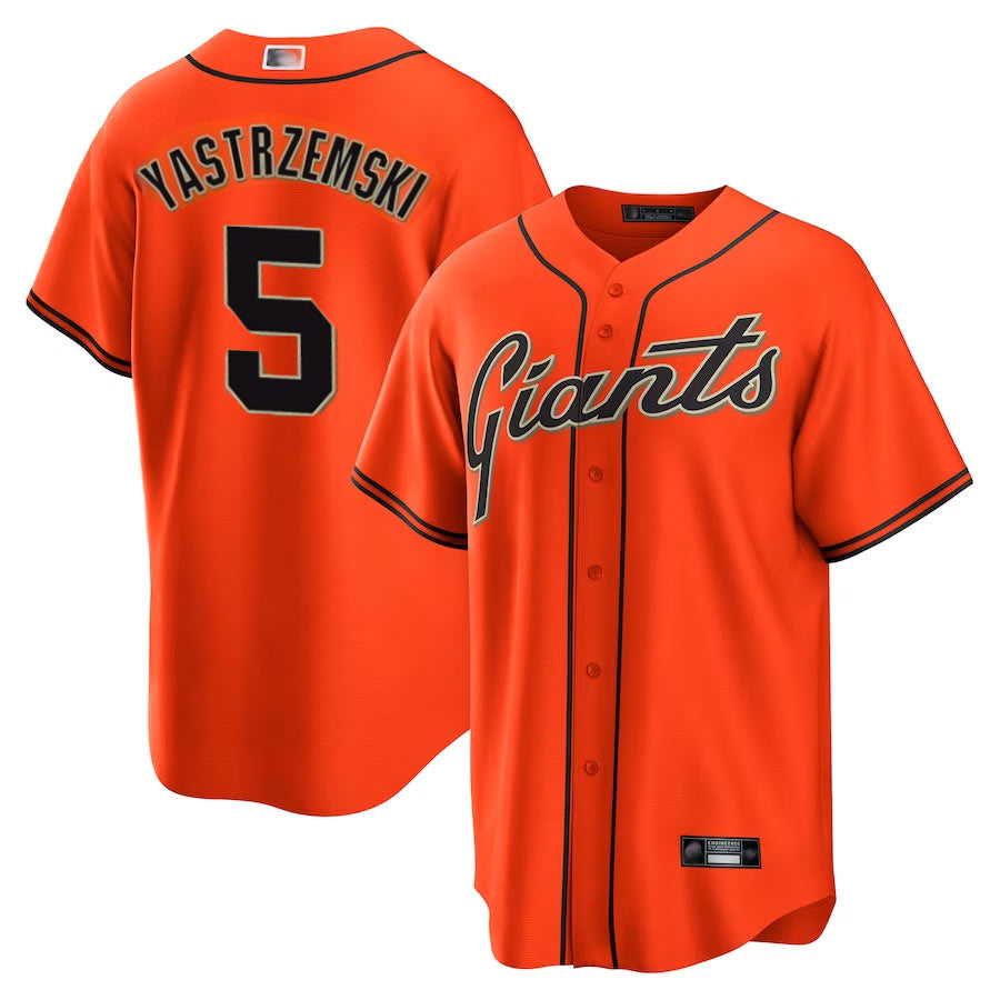 Custom #5 Orange SF Baseball Shirt Top