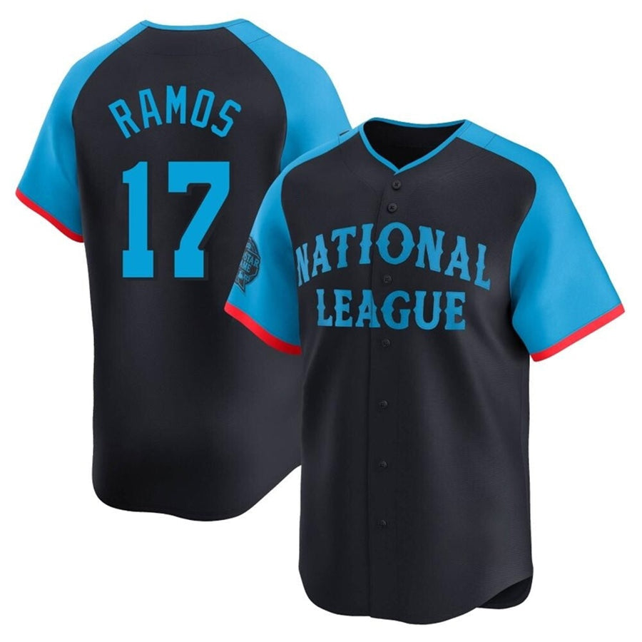 Custom #17 Navy All Star SF Baseball Shirt Top