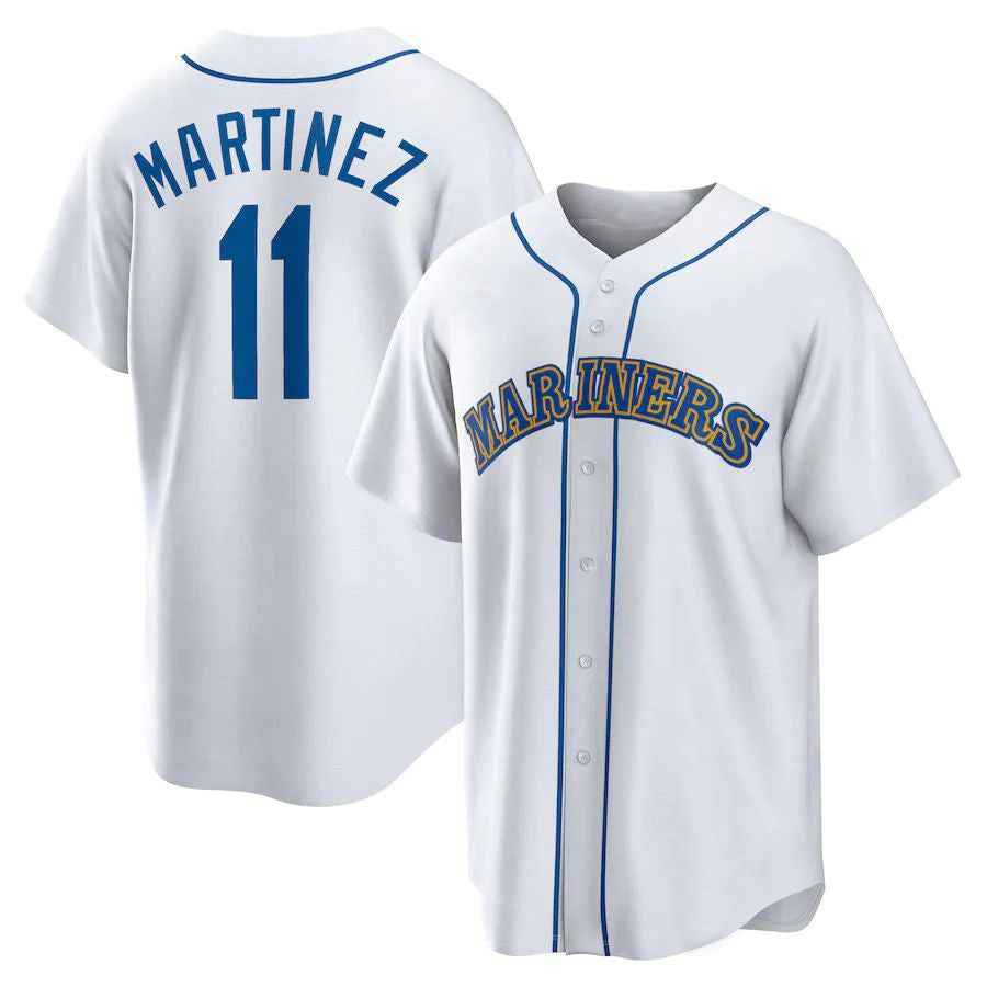 Custom #11 White SEA Baseball Shirt Top