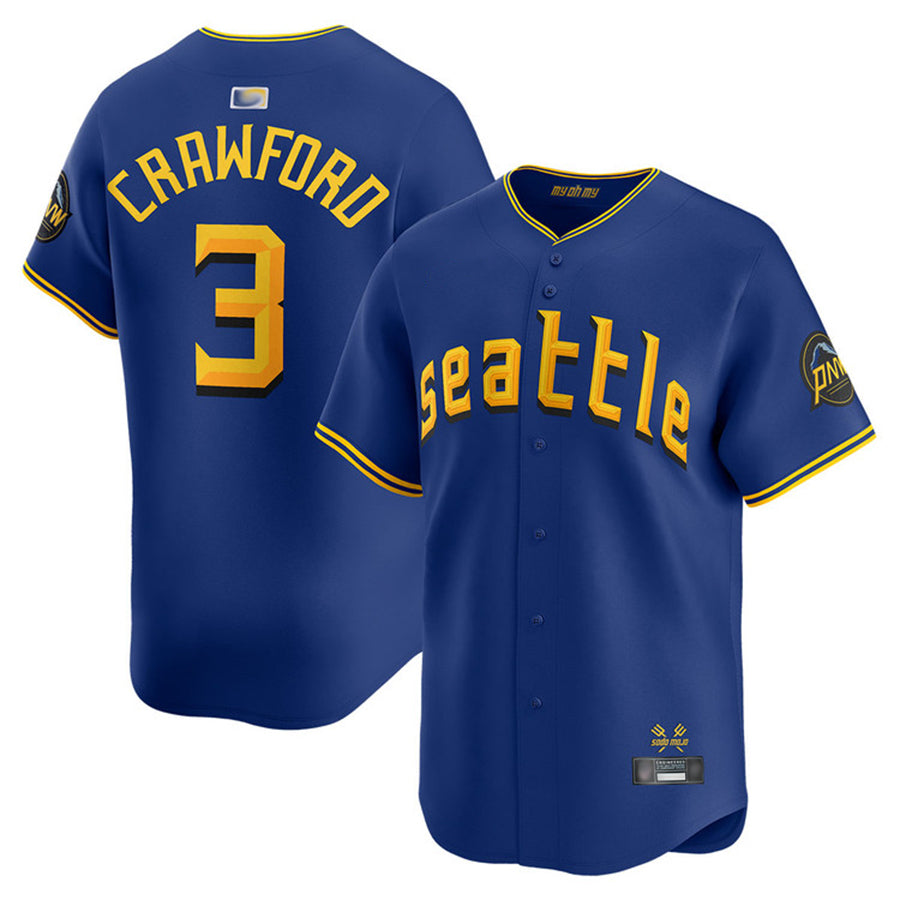 Custom #3 City Connect SEA Baseball Shirt Top