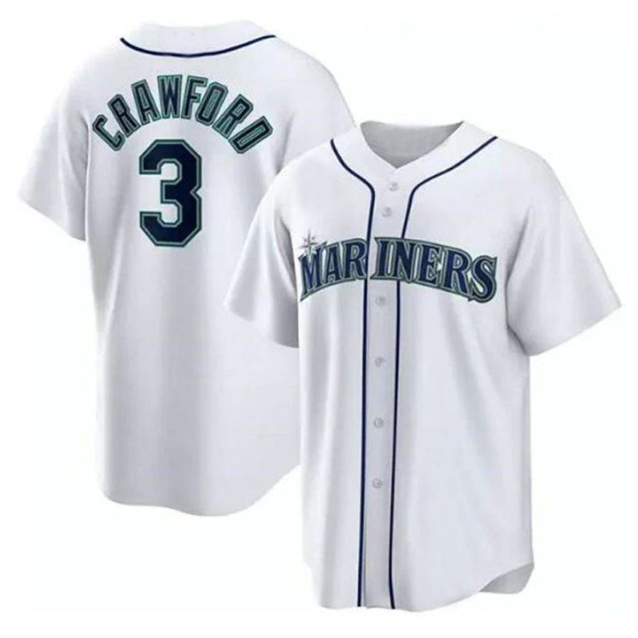 Custom #3 White SEA Baseball Shirt Top