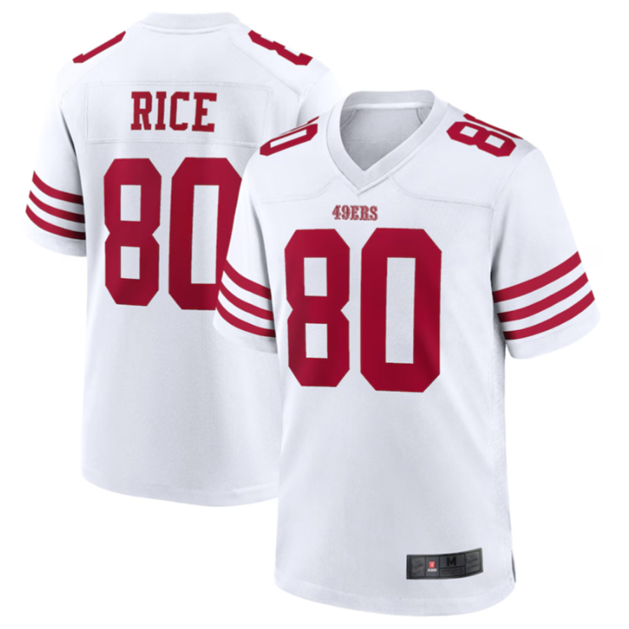 Custom #80 White SF Football Shirt Top