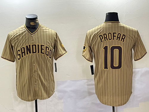 Custom #10 Khaki SD Baseball Shirt Top