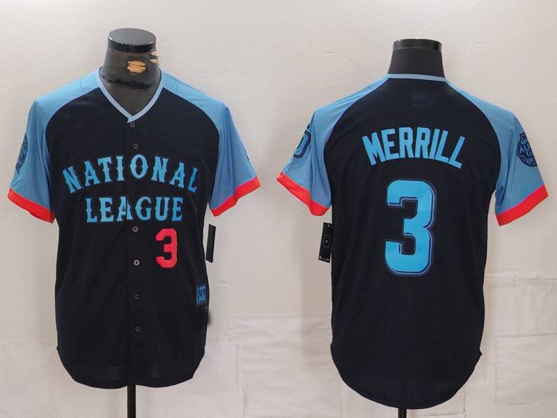 Custom #3 Navy All Star SD Baseball Shirt Top