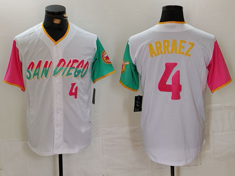 Custom #4 White City Connect SD Baseball Shirt Top