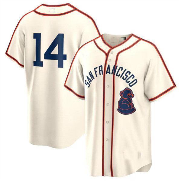 Custom #14 Cream SF Baseball Shirt Top