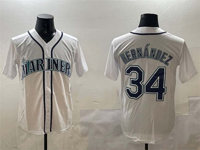Custom #34 White SEA Baseball Shirt Top