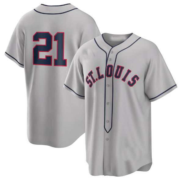 Custom #21 Gray STL Baseball Shirt Top
