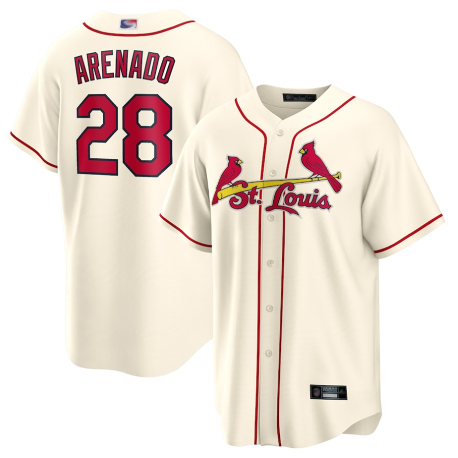Custom #28 Cream STL Baseball Shirt Top