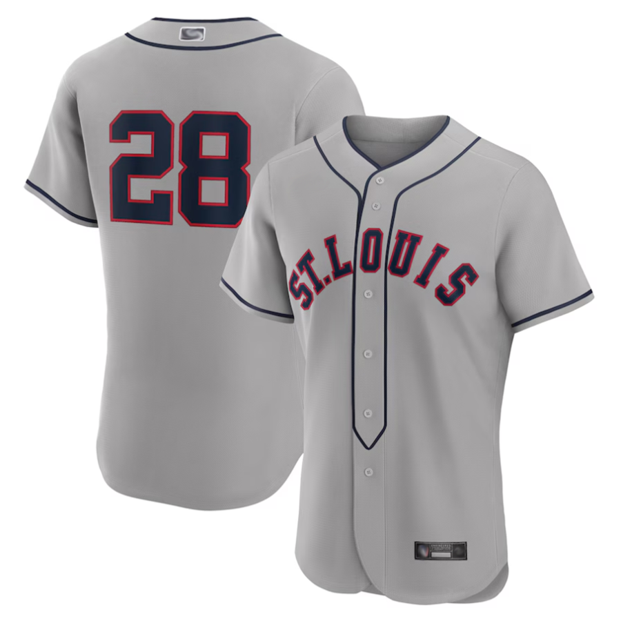 Custom #28 Gray STL Baseball Shirt Top