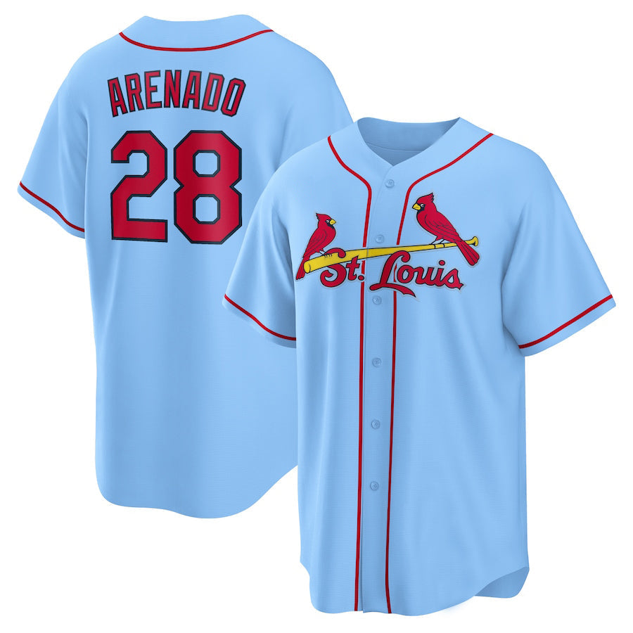Custom #28 Light Blue STL Baseball Shirt Top