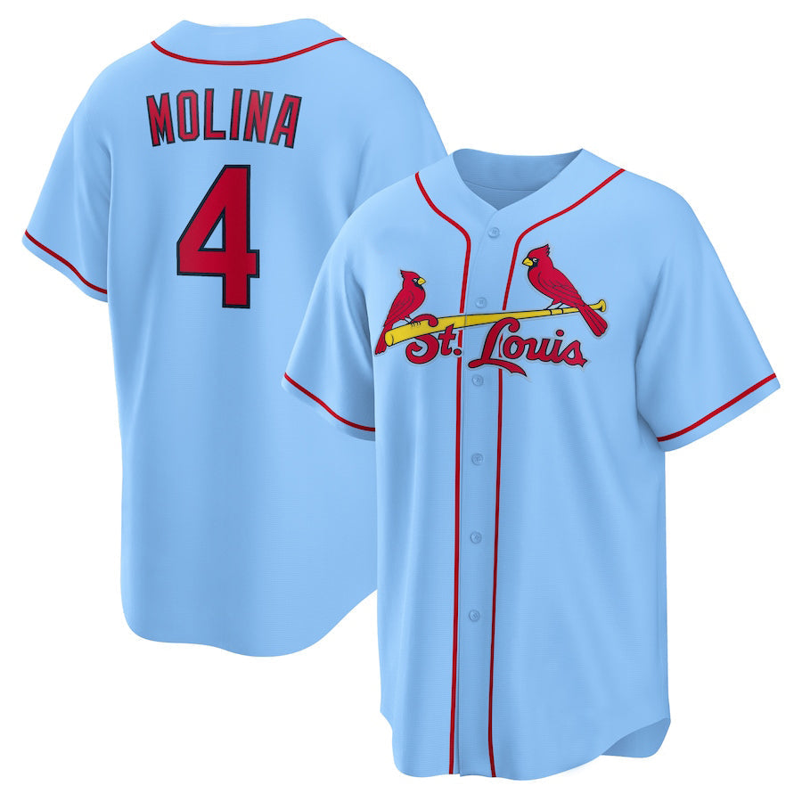 Custom #4 Light Blue STL Baseball Shirt Top