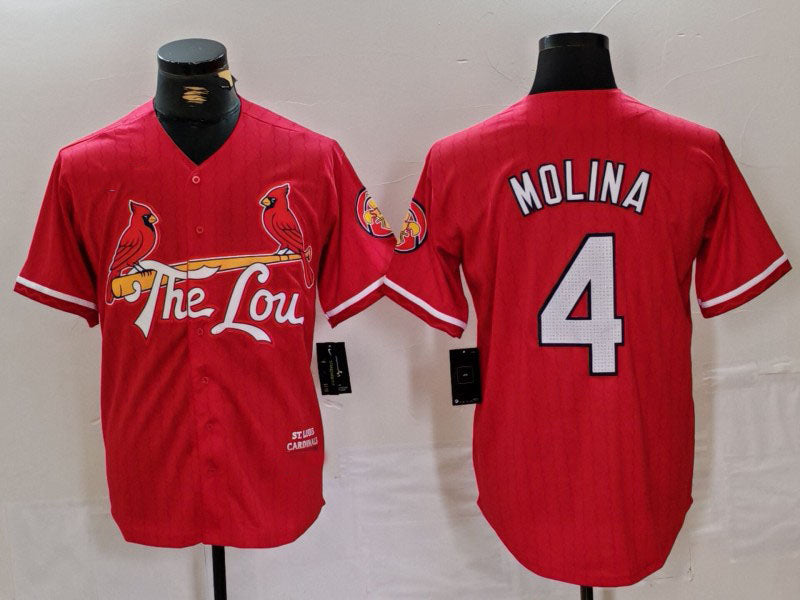 Custom #4 Red City Connect STL Baseball Shirt Top