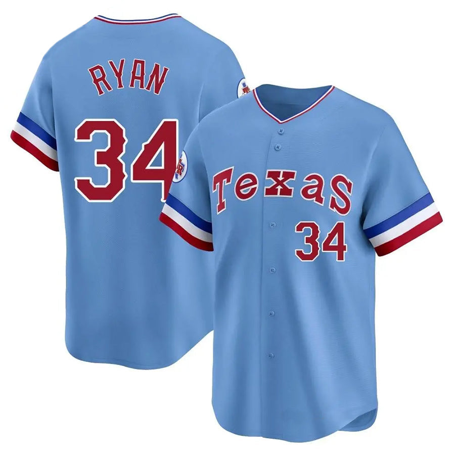 Custom #34 Light Blue City Connect TEX Baseball Shirt Top