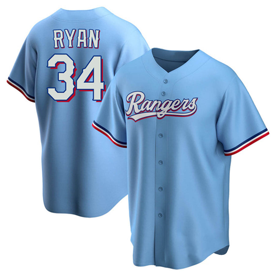 Custom #34 Light Blue TEX Baseball Shirt Top