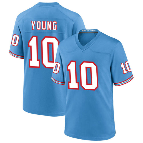 Custom #10 Light Blue Throwback TEN Football Shirt Top