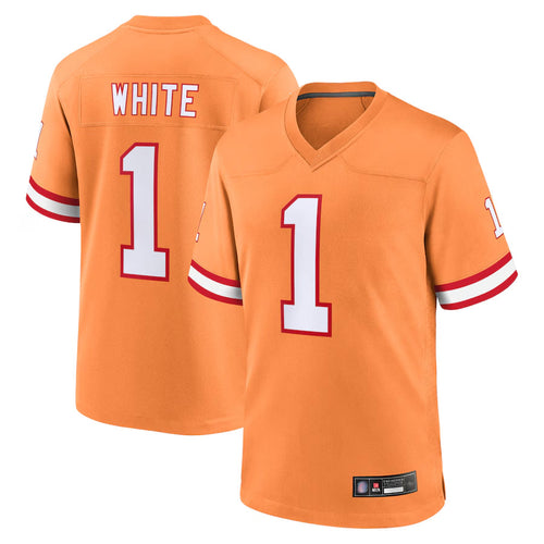 Custom #1 White TB Football Shirt Top
