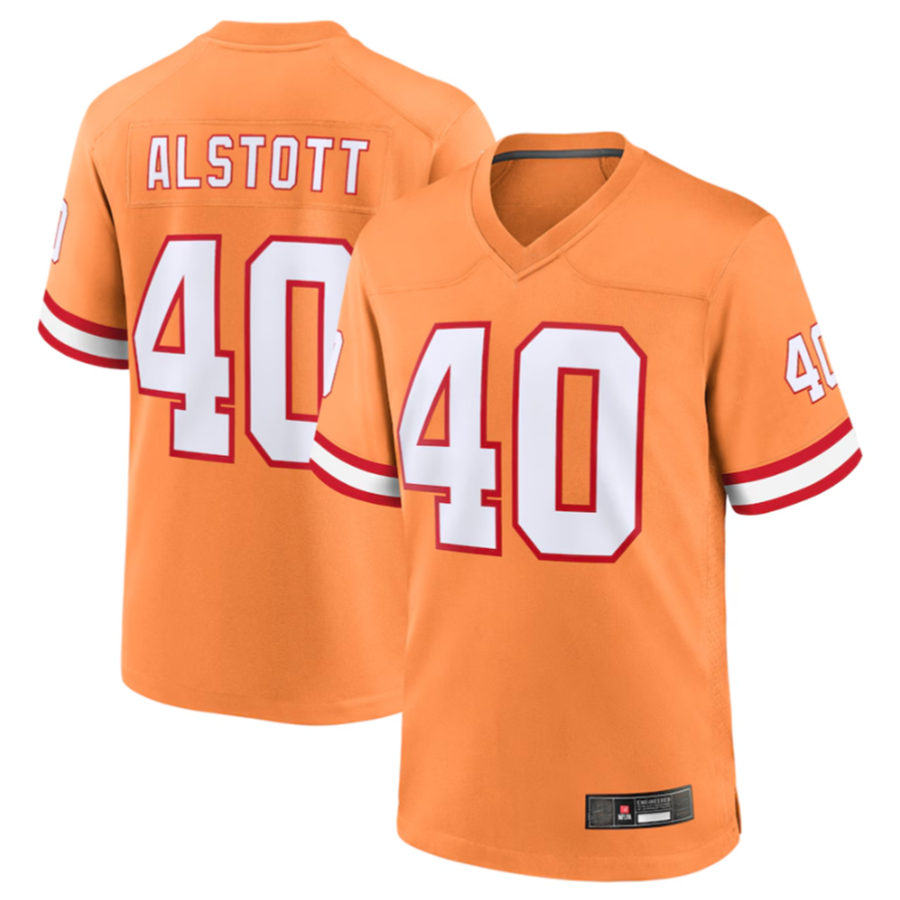 Custom #40 Orange Throwback TB Football Shirt Top